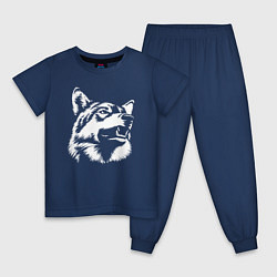 Пижама хлопковая детская Голова волка Wolf head, цвет: тёмно-синий