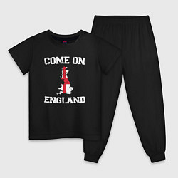 Пижама хлопковая детская Come on England, цвет: черный