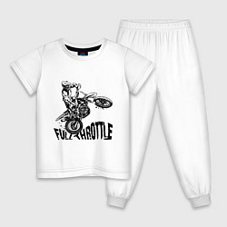 Пижама хлопковая детская Полный газ, цвет: белый