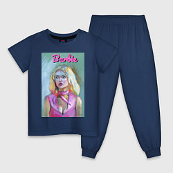 Пижама хлопковая детская Портрет Барби - Марго Робби, цвет: тёмно-синий