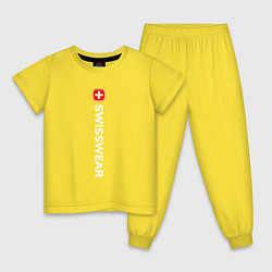 Пижама хлопковая детская Swiss wear large, цвет: желтый