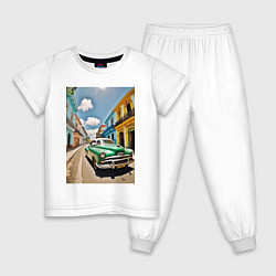 Пижама хлопковая детская Кубинская улица, цвет: белый