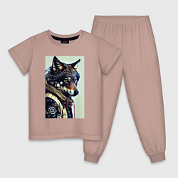 Пижама хлопковая детская Матёрый модный волчара, цвет: пыльно-розовый
