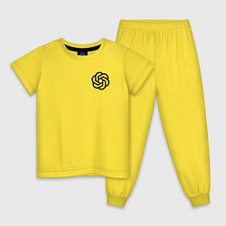 Пижама хлопковая детская Лого Chat GPT, цвет: желтый