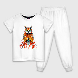 Пижама хлопковая детская Сова - огонь, цвет: белый