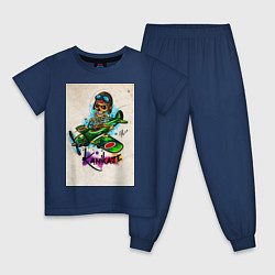 Пижама хлопковая детская Kamikaze, цвет: тёмно-синий