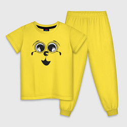 Пижама хлопковая детская Смешная рожица очкарик, цвет: желтый