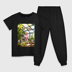 Пижама хлопковая детская Барби: биологические эксперименты, цвет: черный