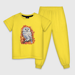 Пижама хлопковая детская Осенняя сова, цвет: желтый