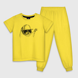 Пижама хлопковая детская Енот репер, цвет: желтый