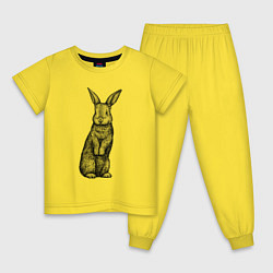 Пижама хлопковая детская Кролик стоит, цвет: желтый