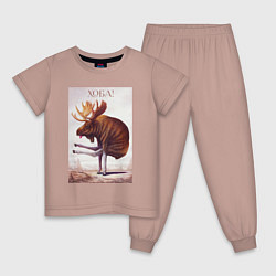Пижама хлопковая детская Лось хоба, цвет: пыльно-розовый
