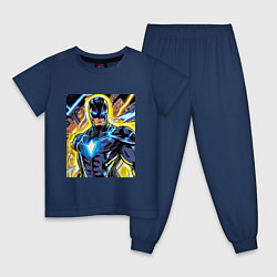 Пижама хлопковая детская Супергерой комиксов, цвет: тёмно-синий