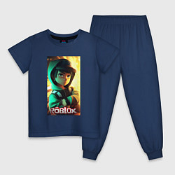 Пижама хлопковая детская Персонаж Роблокс, цвет: тёмно-синий