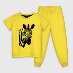 Пижама хлопковая детская Зебра смотрит, цвет: желтый