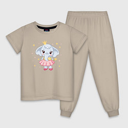 Пижама хлопковая детская Elephant princess, цвет: миндальный