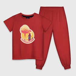 Пижама хлопковая детская Барби смотрит на гриб - Барбигеймер, цвет: красный
