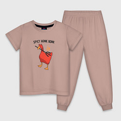 Пижама хлопковая детская Spicy honk bonk - Untitled Goose Game, цвет: пыльно-розовый