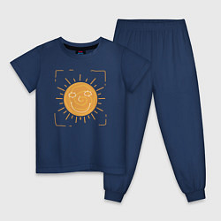 Пижама хлопковая детская Радостное солнце, цвет: тёмно-синий