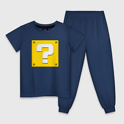 Пижама хлопковая детская Марио кубик вопросительный, цвет: тёмно-синий