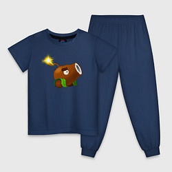 Пижама хлопковая детская Кокосовая пушка, цвет: тёмно-синий