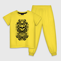 Пижама хлопковая детская Skull and butterfly - neural network, цвет: желтый