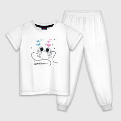 Пижама хлопковая детская Space lovers, цвет: белый