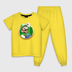 Пижама хлопковая детская Луиджи значок, цвет: желтый