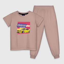Пижама хлопковая детская BMW M3 German Legend, цвет: пыльно-розовый