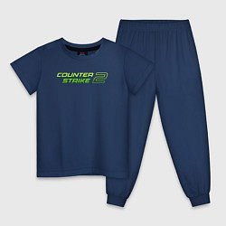 Пижама хлопковая детская Counter strike 2 green logo, цвет: тёмно-синий
