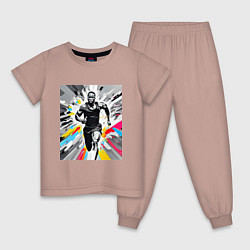 Пижама хлопковая детская Чернокожий спринтер, цвет: пыльно-розовый