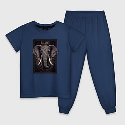 Пижама хлопковая детская Слон с красивыми узорами, цвет: тёмно-синий