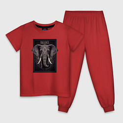 Пижама хлопковая детская Слон с красивыми узорами, цвет: красный