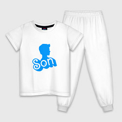 Пижама хлопковая детская Сын - силуэт Кена, цвет: белый