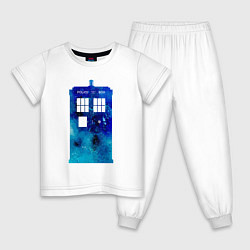 Пижама хлопковая детская Space tardis, цвет: белый
