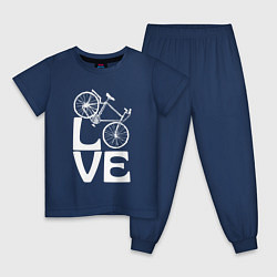Пижама хлопковая детская Любовь велосипедиста, цвет: тёмно-синий