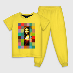 Пижама хлопковая детская Мона Лиза - поп-арт - нейросеть, цвет: желтый