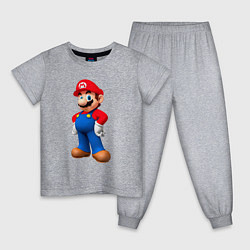 Пижама хлопковая детская Марио стоит, цвет: меланж