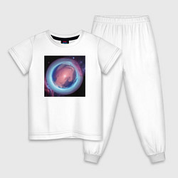 Пижама хлопковая детская Планета из космоса, цвет: белый