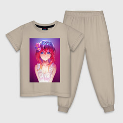 Пижама хлопковая детская Anime Girl refflex, цвет: миндальный