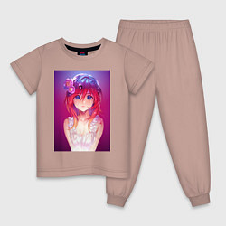 Пижама хлопковая детская Anime Girl refflex, цвет: пыльно-розовый