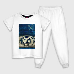 Пижама хлопковая детская Космонавт номер один, цвет: белый