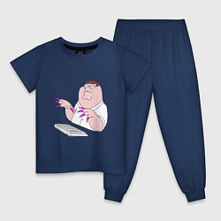 Пижама хлопковая детская Питер Гриффен с длинными ногтями, цвет: тёмно-синий