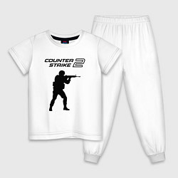 Пижама хлопковая детская Counter strike 2 classik, цвет: белый