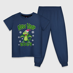 Пижама хлопковая детская Год зеленого деревянного дракона 2024, цвет: тёмно-синий