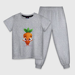 Пижама хлопковая детская Морковка кавайная, цвет: меланж