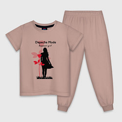 Пижама хлопковая детская Depeche Mode - Happiest Girl Collage, цвет: пыльно-розовый