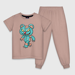 Пижама хлопковая детская Мишка зомби, цвет: пыльно-розовый