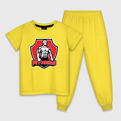 Пижама хлопковая детская Fitness body, цвет: желтый