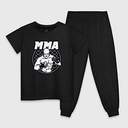 Пижама хлопковая детская Warrior MMA, цвет: черный